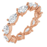 14K Gold Pear Natural Diamond Eternity Band – 5.5x3.5 mm Stones - Rose Gold