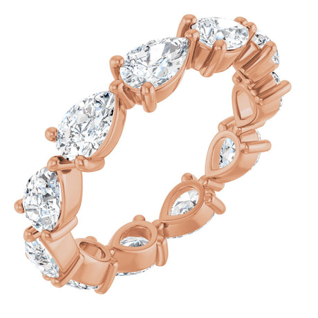 14K Gold Pear Lab-Grown Diamond Eternity Band – 5.5x3.5 mm Stones - Rose Gold