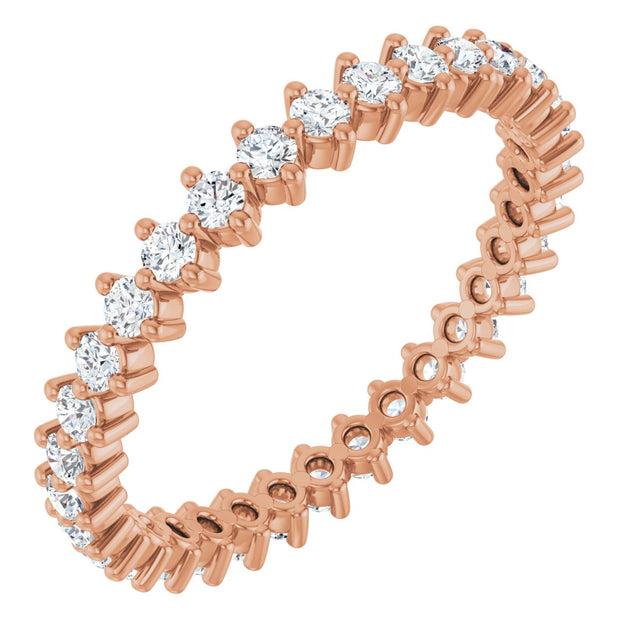 14K Gold Round Lab-Grown Diamond Eternity Band – 1.7 mm Stones - Rose Gold