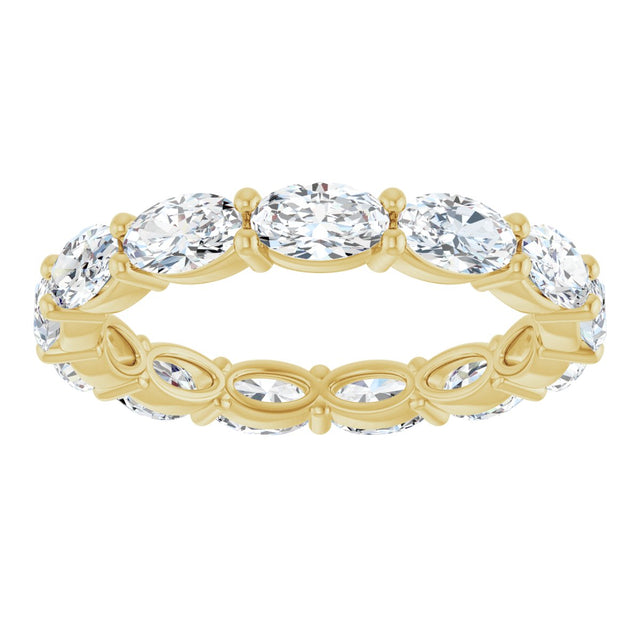 14K Gold Oval Lab-Grown Diamond Eternity Band – 5x3 mm Stones - Yellow Gold - view 3