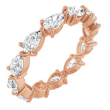 14K Gold Pear Natural Diamond Eternity Band – 5x3 mm Stones - Rose Gold