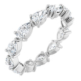 14K Gold Pear Lab-Grown Diamond Eternity Band – 5x3 mm Stones - White Gold
