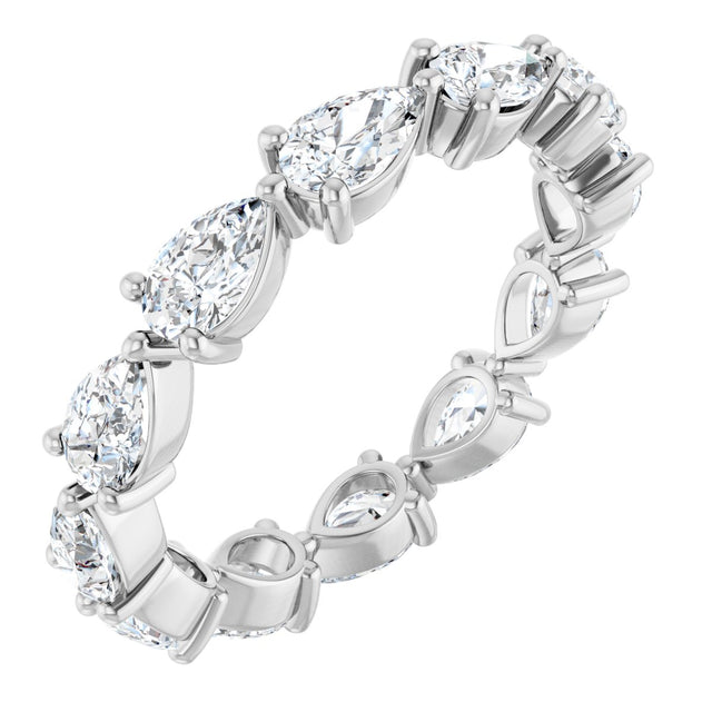 14K Gold Pear Lab-Grown Diamond Eternity Band – 5x3 mm Stones - White Gold