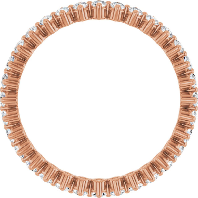 14K Gold Round Lab-Grown Diamond Eternity Band – 1.7 mm Stones - Rose Gold - view 2