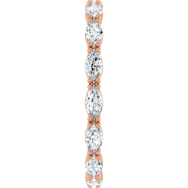 14K Gold Marquise Natural Diamond Eternity Band – 4x2 mm Stones - Rose Gold - view 4