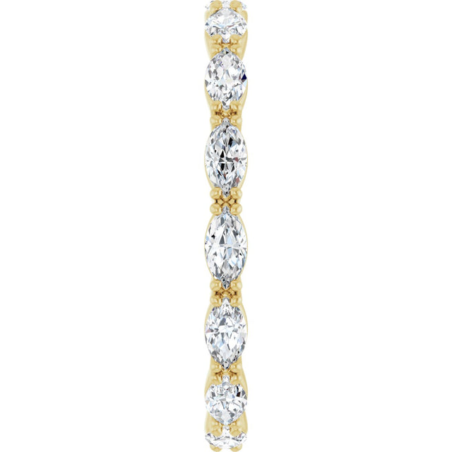 14K Gold Marquise Natural Diamond Eternity Band – 4x2 mm Stones - Yellow Gold - view 4