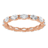 14K Gold Marquise Natural Diamond Eternity Band – 4.5x2.5 mm Stones - Rose Gold - view 3