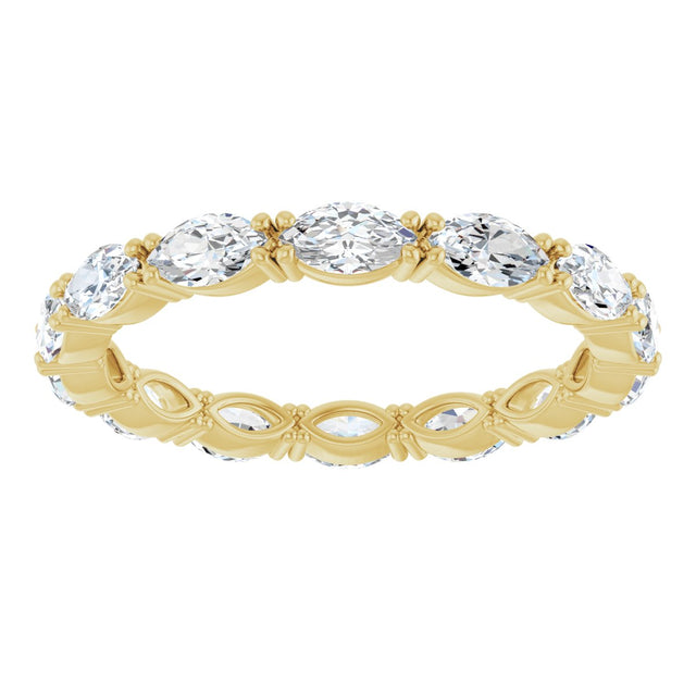 14K Gold Marquise Lab-Grown Diamond Eternity Band – 4.5x2.5 mm Stones - Yellow Gold - view 3