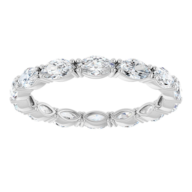 Platinum Marquise Natural Diamond Eternity Band – 4.5x2.5 mm Stones - view 3
