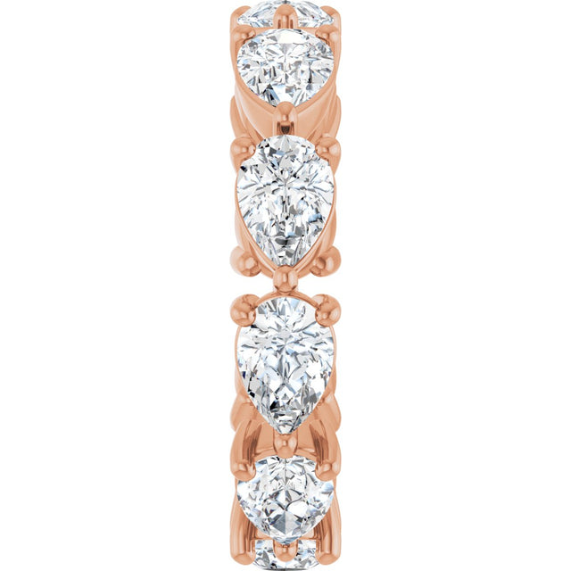 14K Gold Pear Lab-Grown Diamond Eternity Band – 6x4 mm Stones - Rose Gold - view 4