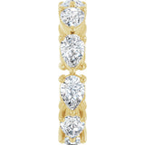 14K Gold Pear Natural Diamond Eternity Band – 6x4 mm Stones - Yellow Gold - view 4