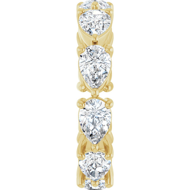 14K Gold Pear Lab-Grown Diamond Eternity Band – 6x4 mm Stones - Yellow Gold - view 4
