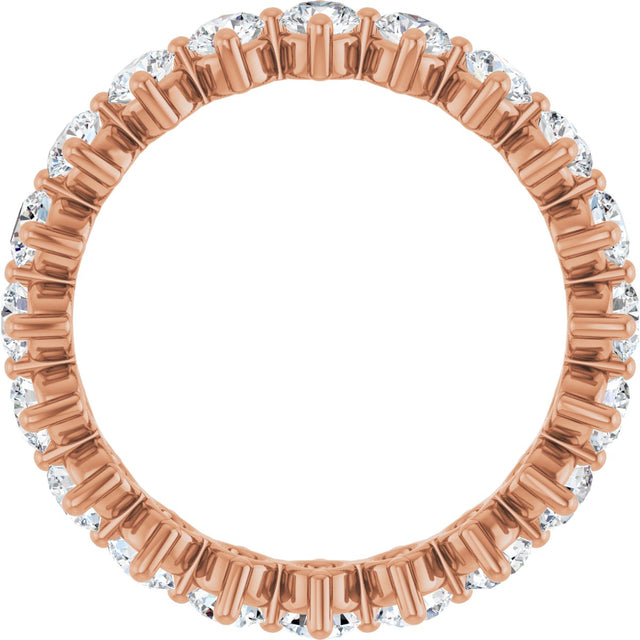 14K Gold Round Lab-Grown Diamond Eternity Band – 3 mm Stones - Rose Gold - view 2