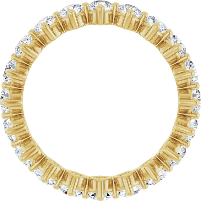 14K Gold Round Lab-Grown Diamond Eternity Band – 3 mm Stones - Yellow Gold - view 2