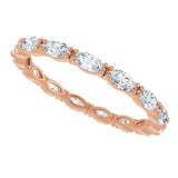 14K Gold Marquise Natural Diamond Eternity Band – 4x2 mm Stones - Rose Gold - view 5