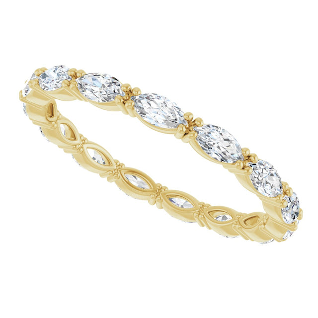14K Gold Marquise Lab-Grown Diamond Eternity Band – 4x2 mm Stones - Yellow Gold - view 5