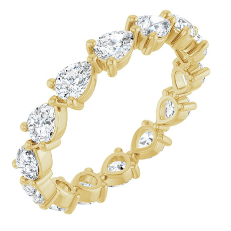 14K Gold Pear Lab-Grown Diamond Eternity Band – 4x3 mm Stones - Yellow Gold