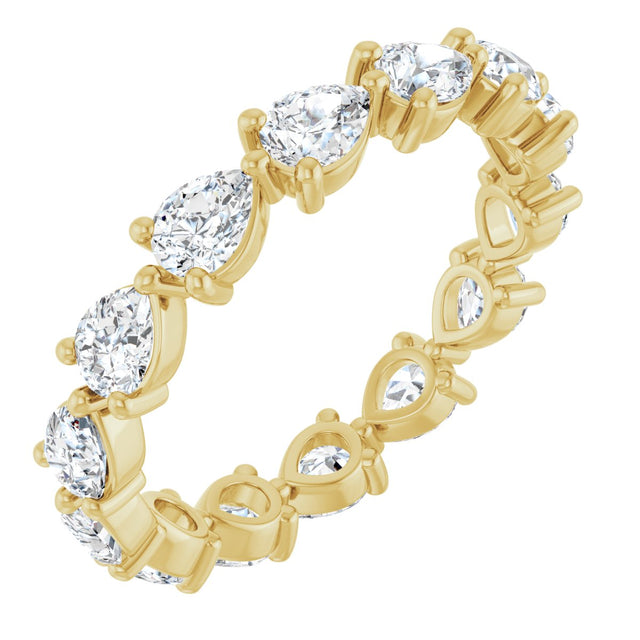 14K Gold Pear Lab-Grown Diamond Eternity Band – 4x3 mm Stones - Yellow Gold