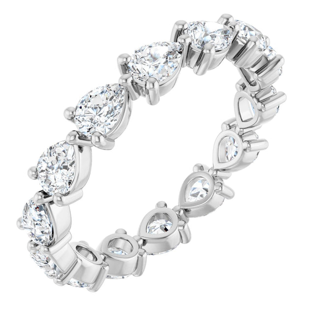 14K Gold Pear Lab-Grown Diamond Eternity Band – 4x3 mm Stones - White Gold