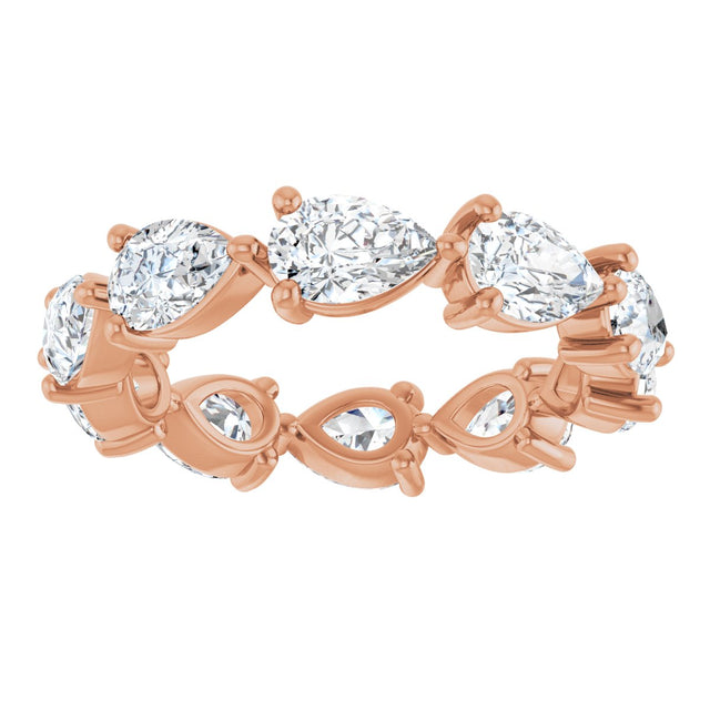 14K Gold Pear Lab-Grown Diamond Eternity Band – 6x4 mm Stones - Rose Gold - view 3