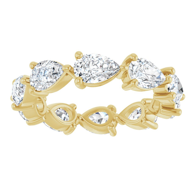 14K Gold Pear Lab-Grown Diamond Eternity Band – 6x4 mm Stones - Yellow Gold - view 3