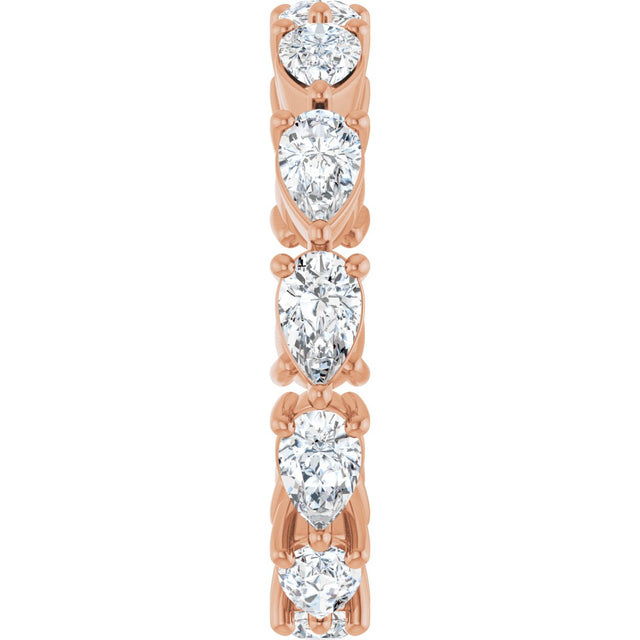 14K Gold Pear Natural Diamond Eternity Band – 5x3 mm Stones - Rose Gold - view 4