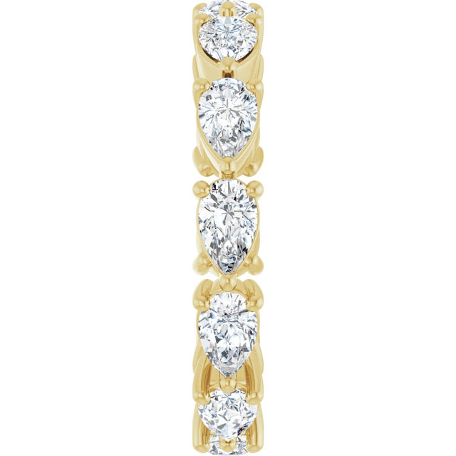 14K Gold Pear Natural Diamond Eternity Band – 5x3 mm Stones - Yellow Gold - view 4