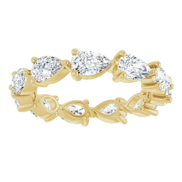 14K Gold Pear Lab-Grown Diamond Eternity Band – 5.5x3.5 mm Stones - Yellow Gold - view 3