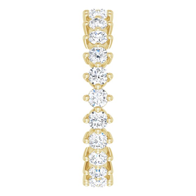 14K Gold Round Natural Diamond Eternity Band – 2.5 mm Stones - Yellow Gold - view 4