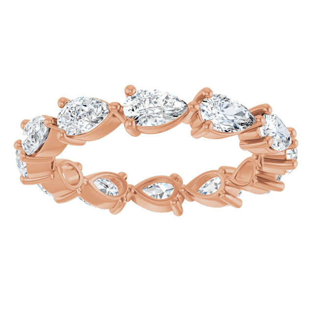 14K Gold Pear Natural Diamond Eternity Band – 5x3 mm Stones - Rose Gold - view 3