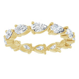 14K Gold Pear Natural Diamond Eternity Band – 5x3 mm Stones - Yellow Gold - view 3