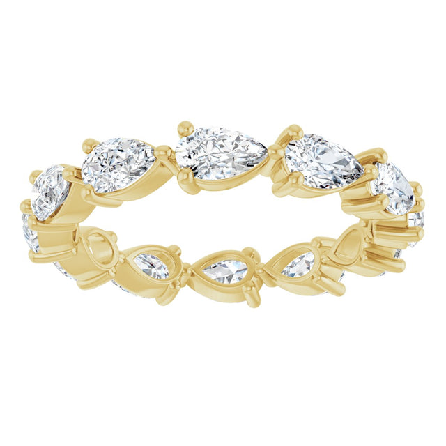 14K Gold Pear Natural Diamond Eternity Band – 5x3 mm Stones - Yellow Gold - view 3