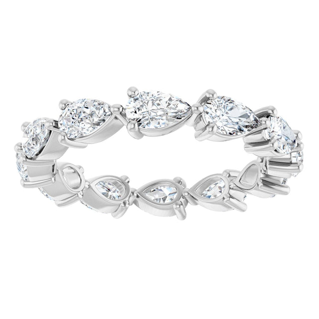 Platinum Pear Natural Diamond Eternity Band – 5x3 mm Stones - view 3