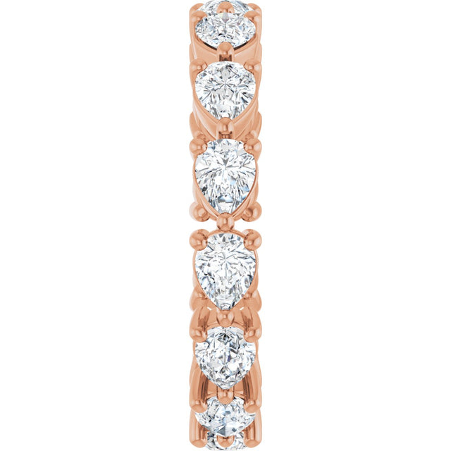 14K Gold Pear Natural Diamond Eternity Band – 4x3 mm Stones - Rose Gold - view 4