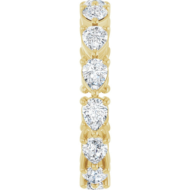 14K Gold Pear Lab-Grown Diamond Eternity Band – 4x3 mm Stones - Yellow Gold - view 4