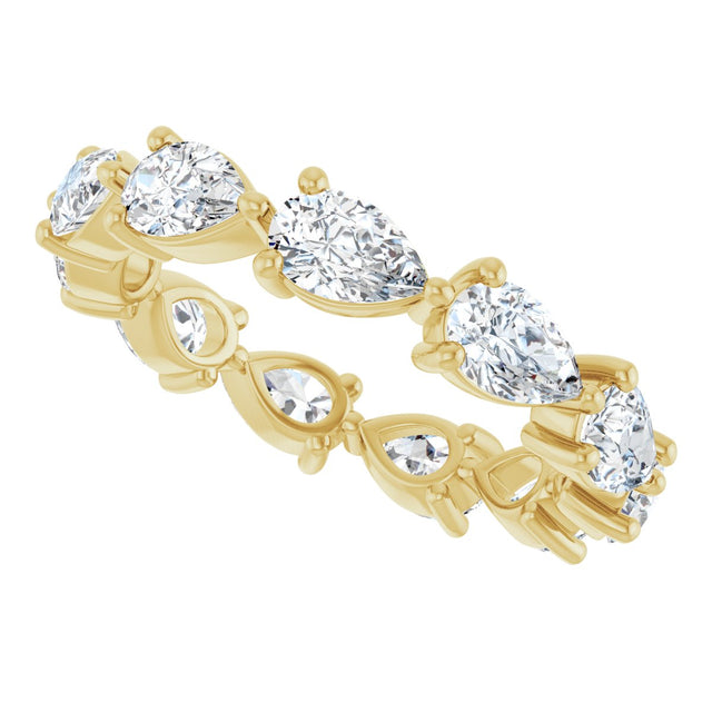 14K Gold Pear Lab-Grown Diamond Eternity Band – 5.5x3.5 mm Stones - Yellow Gold - view 5