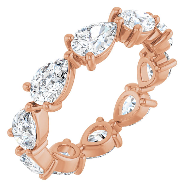 14K Gold Pear Lab-Grown Diamond Eternity Band – 6x4 mm Stones - Rose Gold