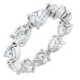 14K Gold Pear Natural Diamond Eternity Band – 6x4 mm Stones - White Gold