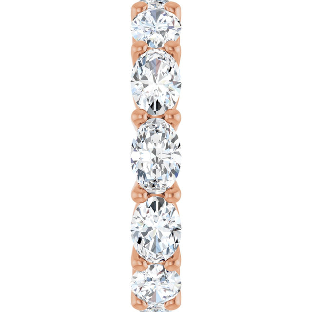 14K Gold Oval Lab-Grown Diamond Eternity Band – 6x4 mm Stones - Rose Gold - view 4