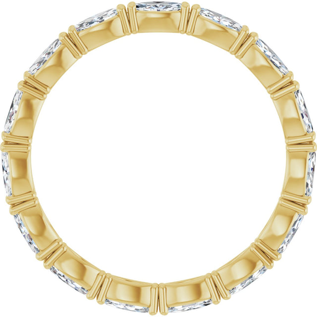 14K Gold Marquise Natural Diamond Eternity Band – 4x2 mm Stones - Yellow Gold - view 2
