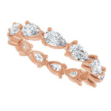 14K Gold Pear Natural Diamond Eternity Band – 5x3 mm Stones - Rose Gold - view 5