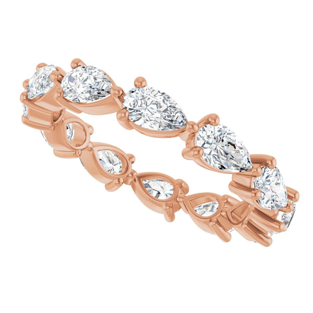 14K Gold Pear Natural Diamond Eternity Band – 5x3 mm Stones - Rose Gold - view 5