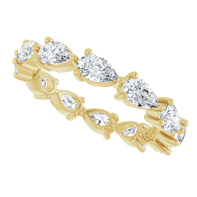 14K Gold Pear Natural Diamond Eternity Band – 5x3 mm Stones - Yellow Gold - view 5
