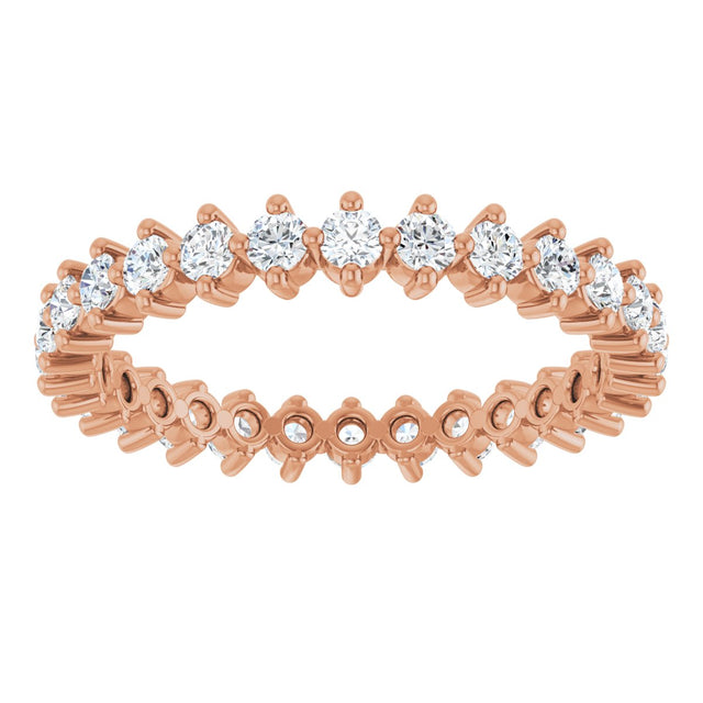 14K Gold Round Lab-Grown Diamond Eternity Band – 2 mm Stones - Rose Gold - view 3
