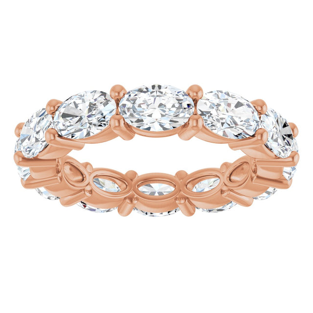 14K Gold Oval Lab-Grown Diamond Eternity Band – 6x4 mm Stones - Rose Gold - view 3