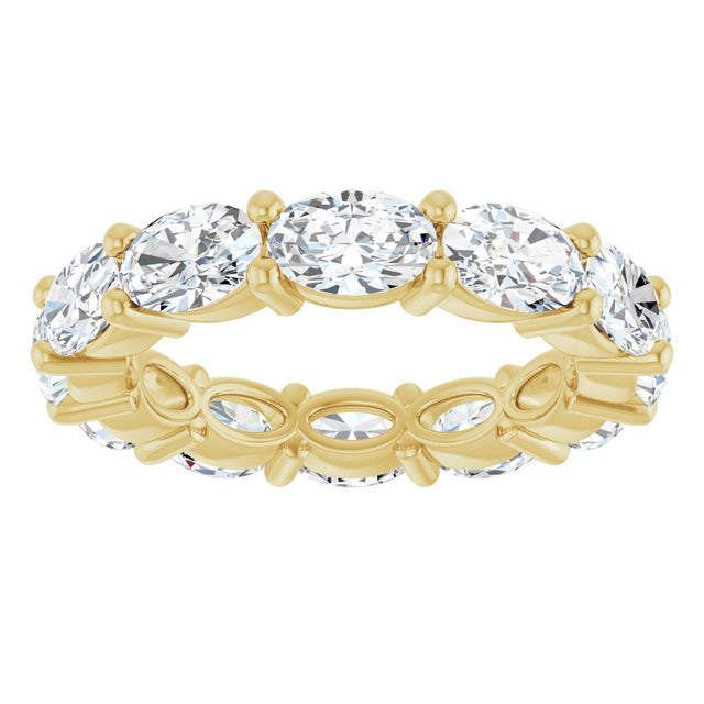 14K Gold Oval Lab-Grown Diamond Eternity Band – 6x4 mm Stones - Yellow Gold - view 3
