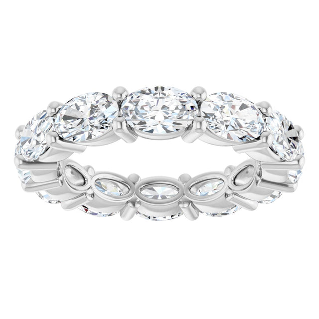 Platinum Oval Natural Diamond Eternity Band – 6x4 mm Stones - view 3