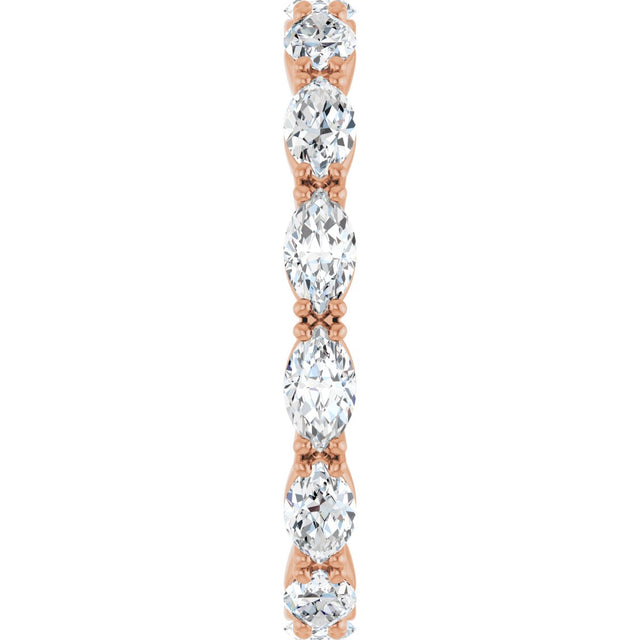 14K Gold Marquise Natural Diamond Eternity Band – 4.5x2.5 mm Stones - Rose Gold - view 4