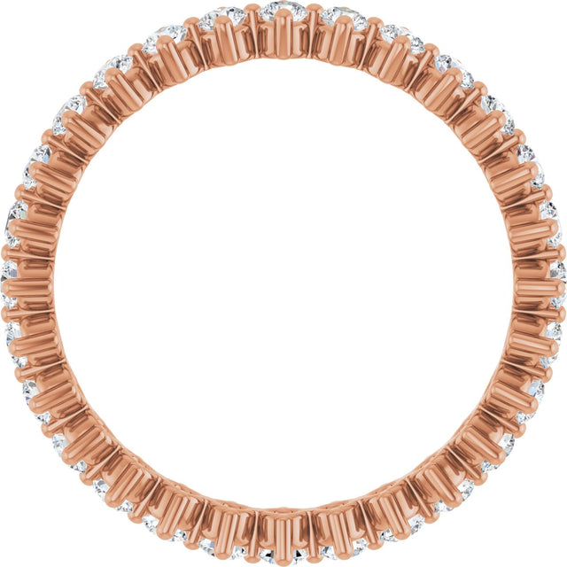 14K Gold Round Lab-Grown Diamond Eternity Band – 2 mm Stones - Rose Gold - view 2