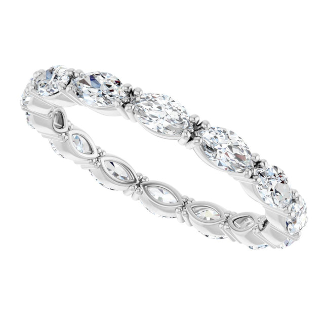 Platinum Marquise Natural Diamond Eternity Band – 4.5x2.5 mm Stones - view 5